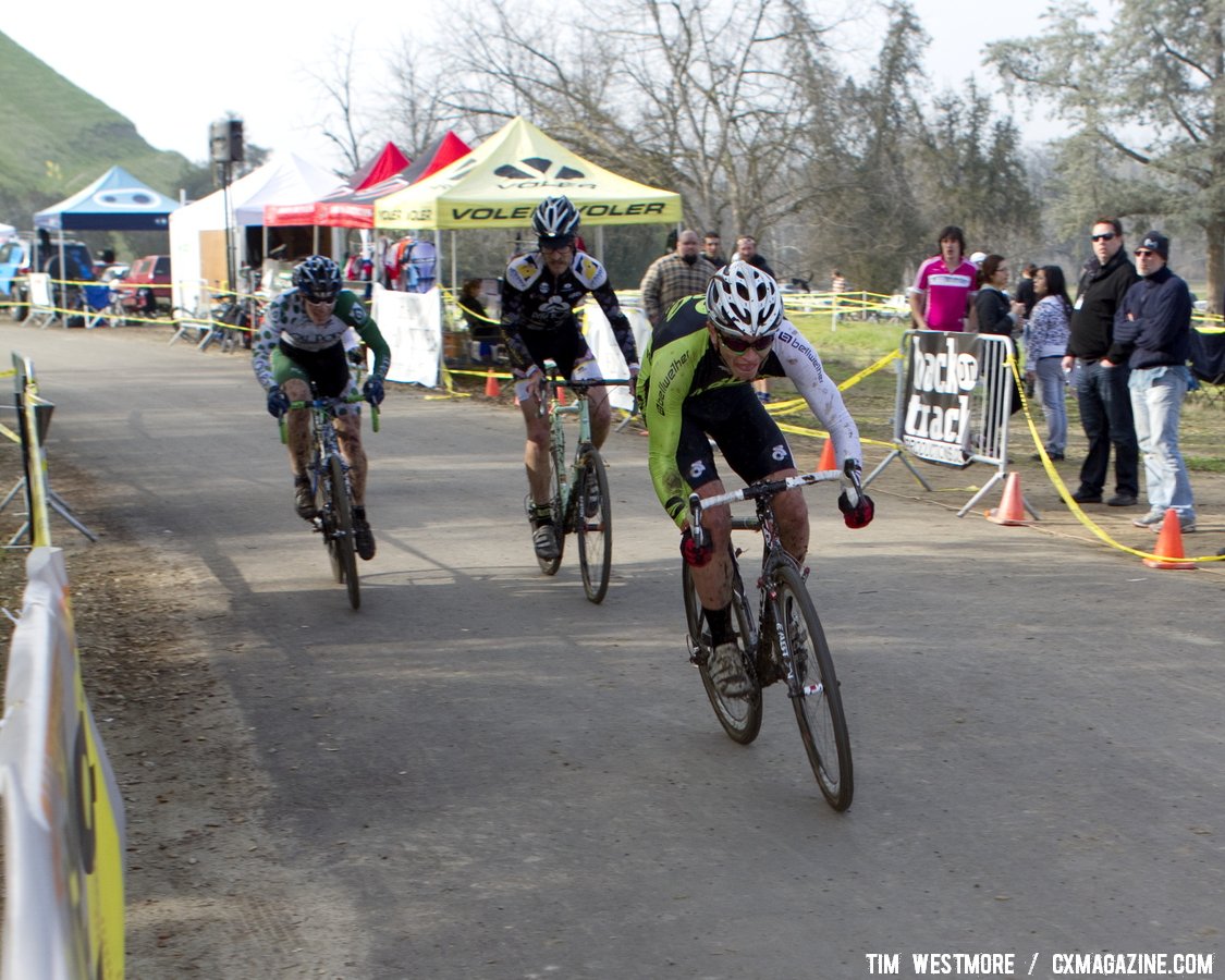 The chase group in the Elite men\'s race. Socal vs. Norcal Cyclocross Championships. © Tim Westmore